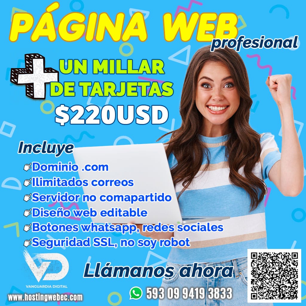 Pagina web incluye tarjetas personales 200usd
